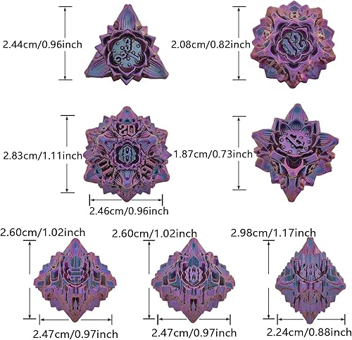 Miniatura 6 de Juego de dados de metal DND MTG D&D, 7 piezas poliédricos de mazmorras y dragones, regalo gigante, juego de mesa RPG, Shadowrun Pathfinder Savage,