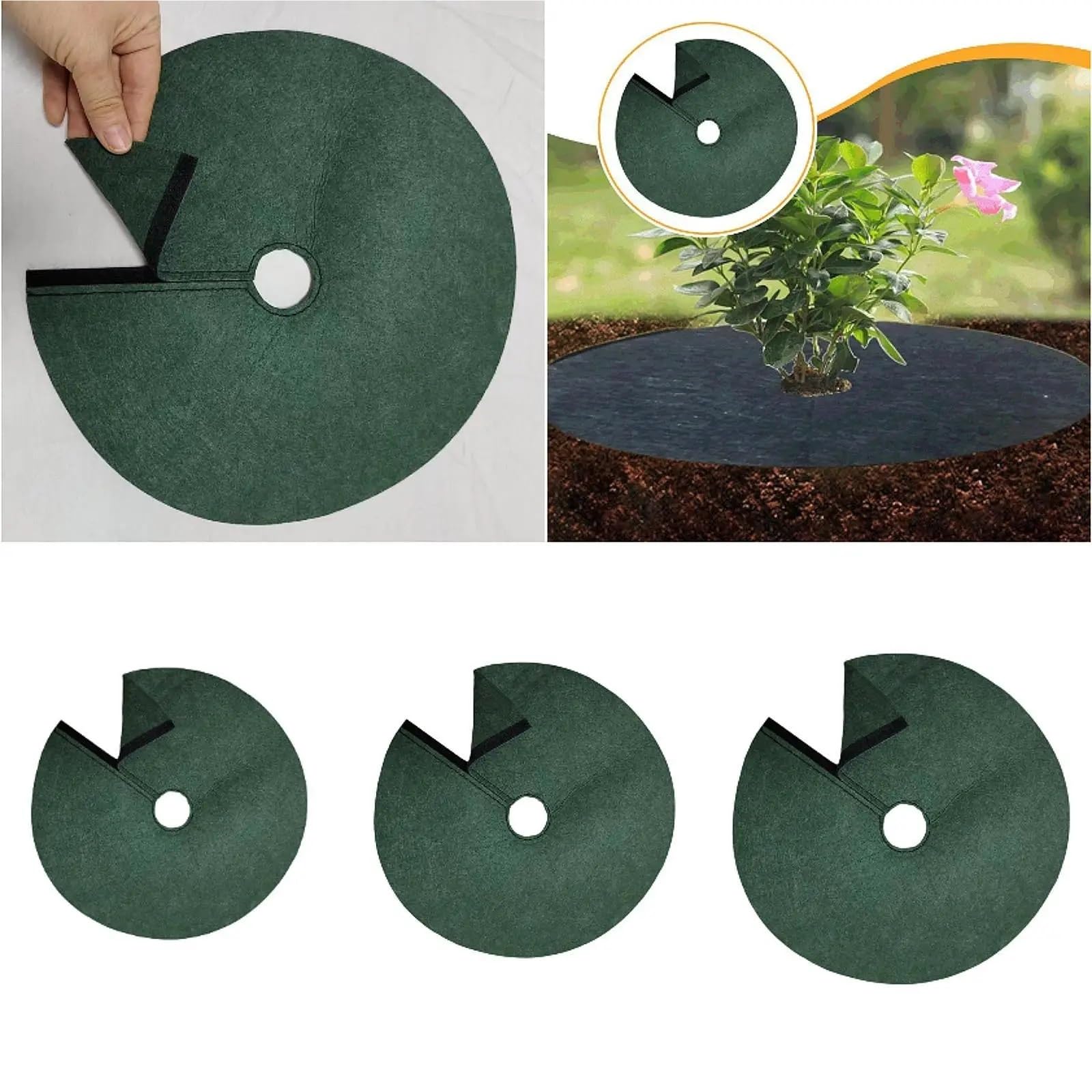 15 Anelli di pacciamatura for Alberi for Il Controllo delle Erbacce, Copertura in Tessuto for Giardinaggio, Protezione for Frutta per Giardino(L)