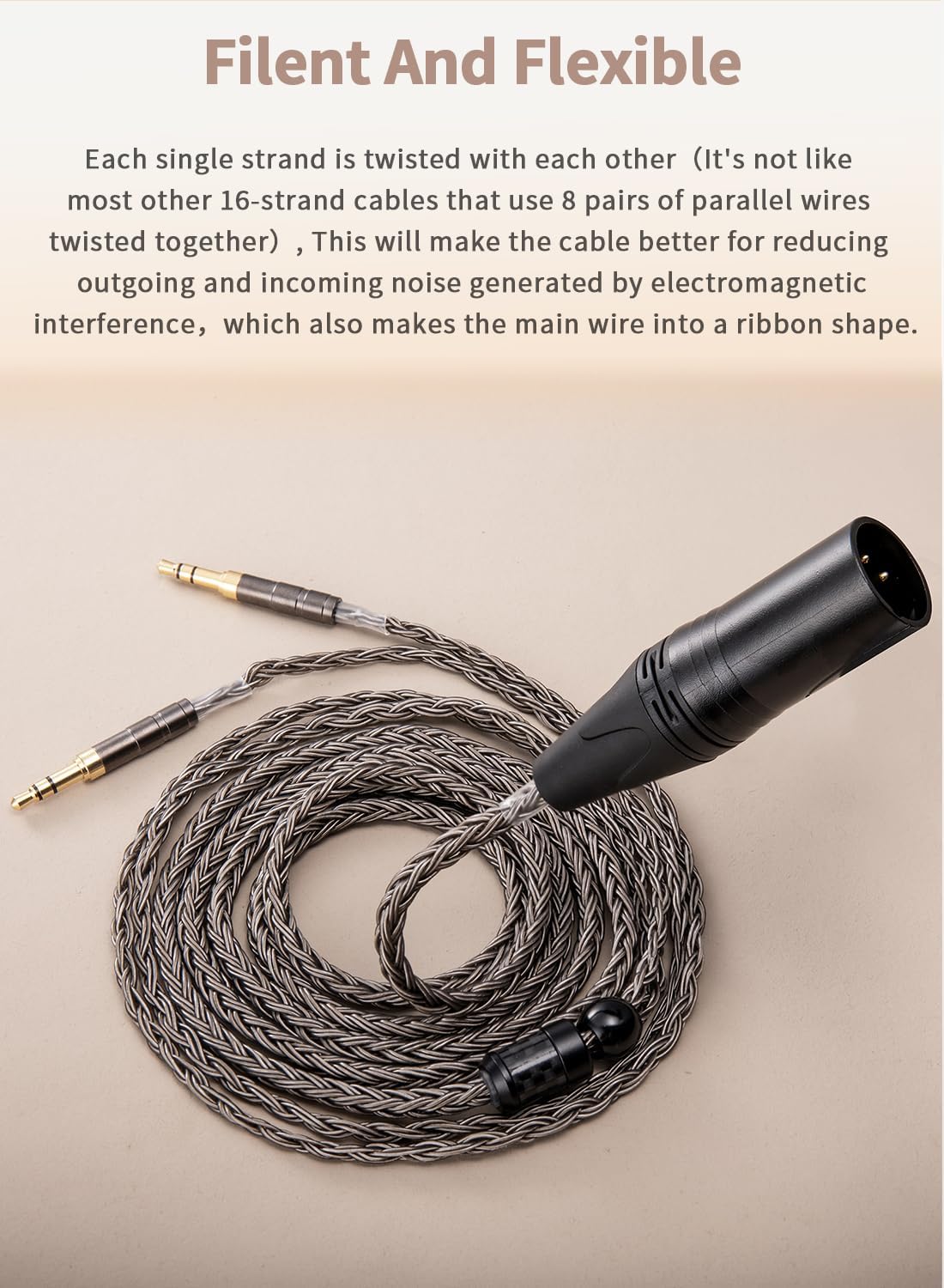 Cavo per cuffie bilanciato XLR a 4 pin, compatibile con Hifiman, SUNDARA, SUSVARA, Ananda, Arya HE4XX, Denon AH-D7200 D9200 D5200, cavo di ricambio a 16 core (con XLR bilanciato a 4 pin, 1,5