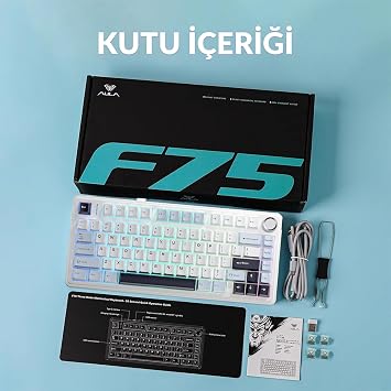 Aula F75 Mechanical RGB TKL Ice Vein Switch Wireless Macro Hot Swap Keyboard Navy Blue