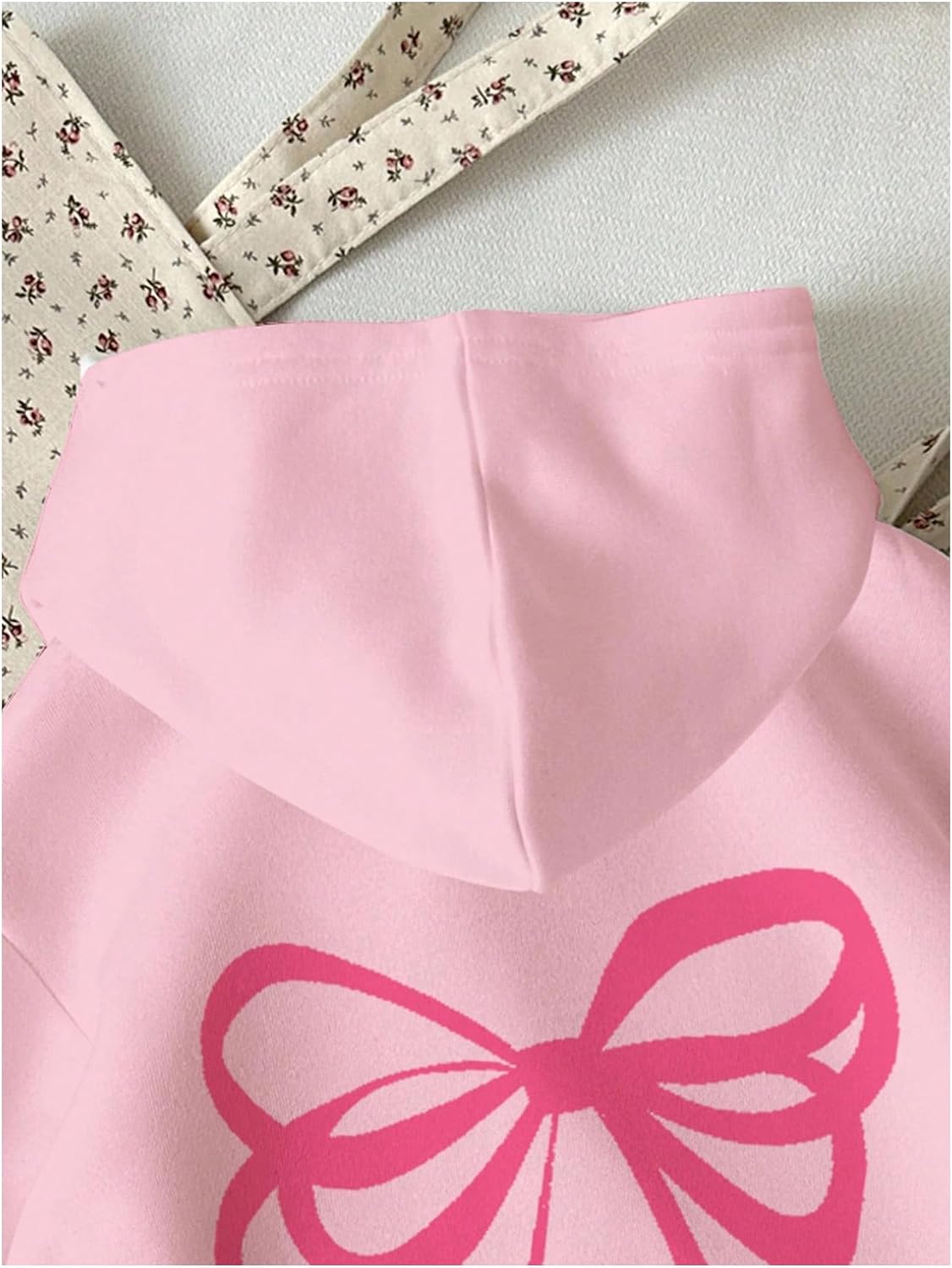 Girl's Bow Graphic Cute Y2K Hoodies Long Sleeve Hooded Sweatshirts Fall Pullovers Tops - Image 3