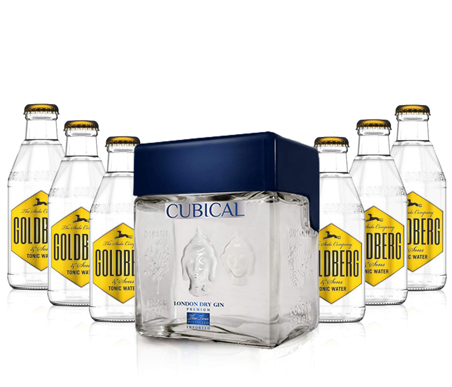 Gin Tonic Set - Cubical London Dry Gin 0,7l (40% Vol) + 6x Goldberg Tonic Water 200ml inkl. Pfand MEHRWEG -[Enthält Sulfite]