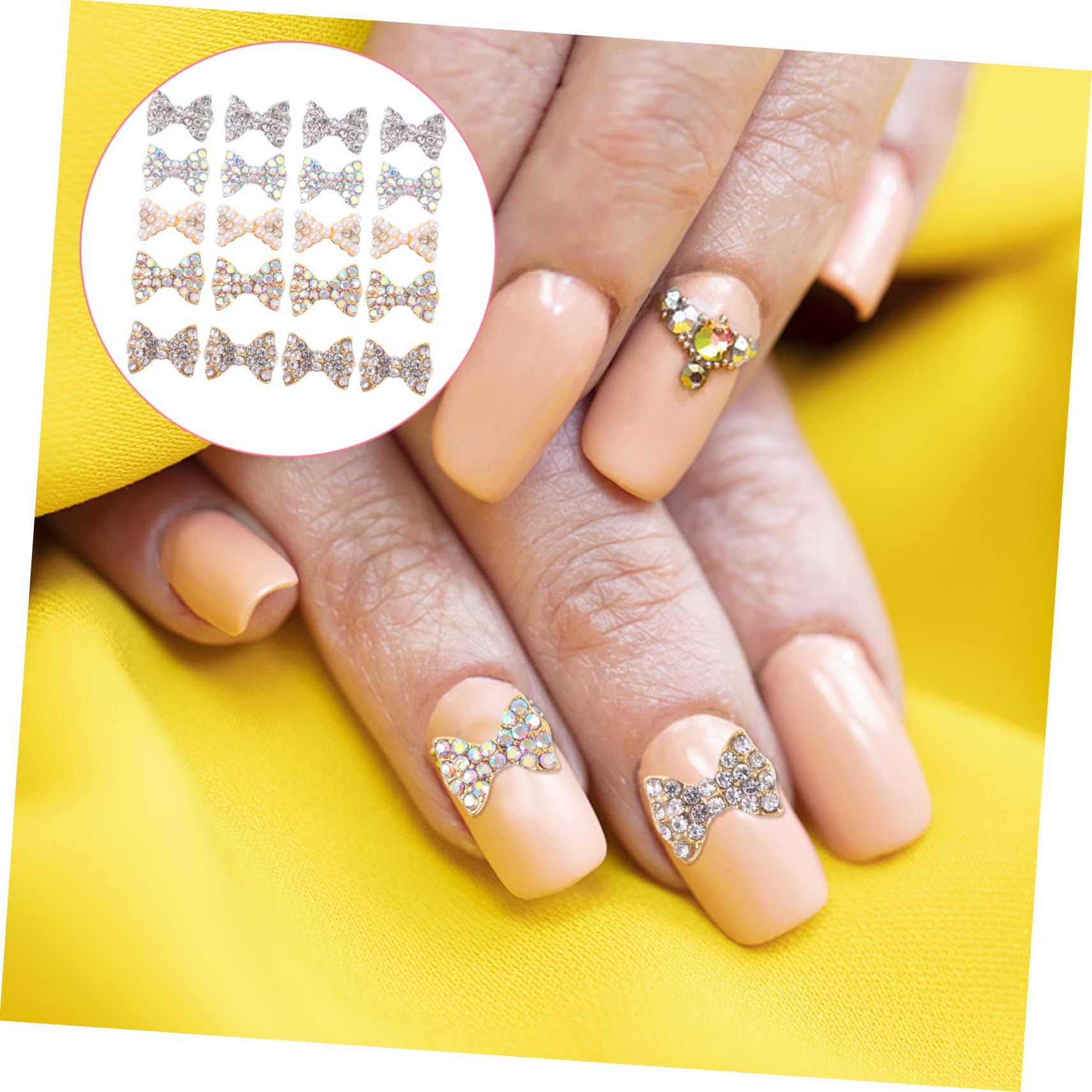 Healvian 150pezzi Pendenti Per Unghie Forma Di Fiocco Strass Decorazioni Per Nail Art Accessori Per Manicure e Fai Te Per Festività e Occasioni Speciali