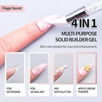 3D Gel Nail Art Kit Solid Builder Gel for Nails 3D Sculpting Carving Building Modeling Hard Extension for Beginner DIY Salon at Home Cured Needed