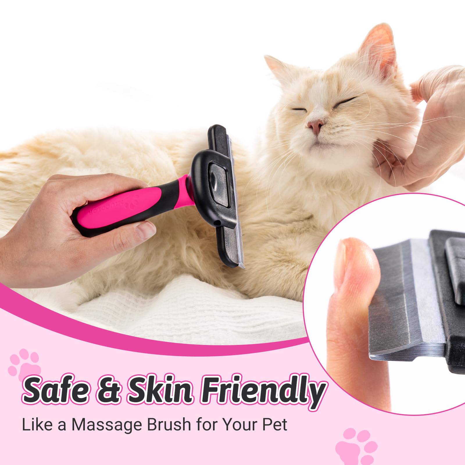 MIU COLOR Fellpflegebürste für lange Haare, Enthaarungswerkzeug für mittelgroße und große Hunde und Katzen, reduziert effektiv Haarausfall um bis zu 95 % für Tierhaare, Rosa