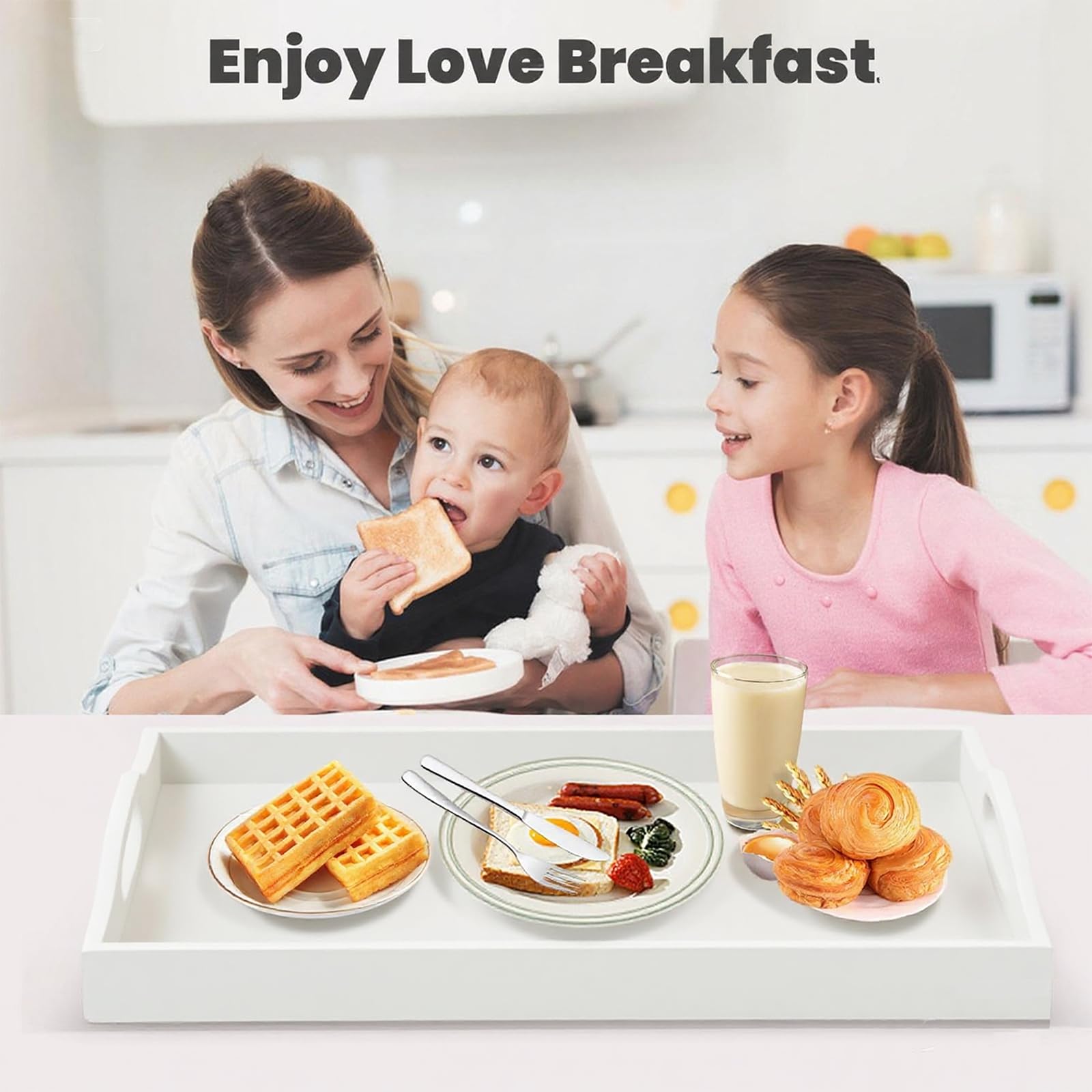 Krismax Plateau De Service Avec Poignées, Plateau Petit Déjeuner En