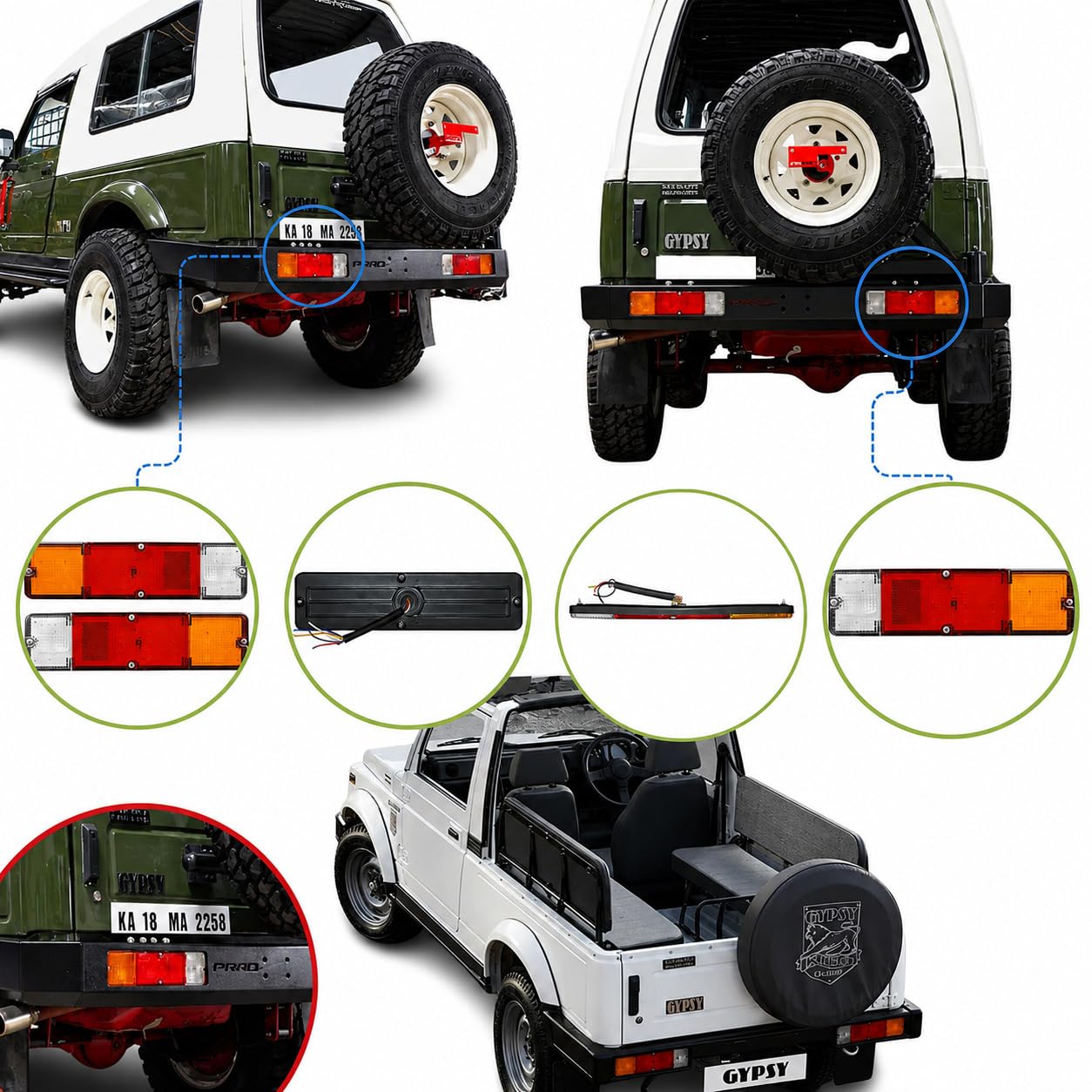Set Completo di Luci Posteriori LED Freno Posteriore Compatibile con Suzuki Samurai SJ413 SJ410 Gypsy - Regolazione Fanale Posteriore
