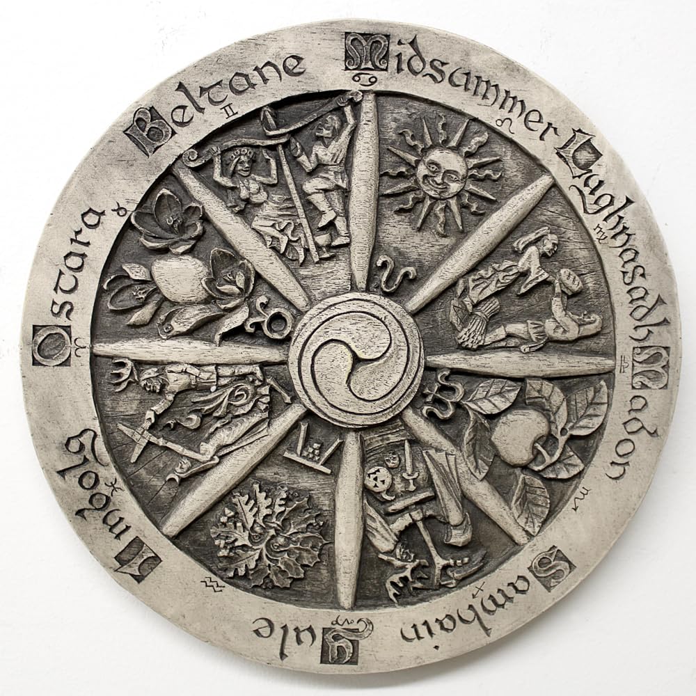 Dryad Design Placa de rueda del año de 29,2 cm grande para colgar en la pared (acabado de piedra)