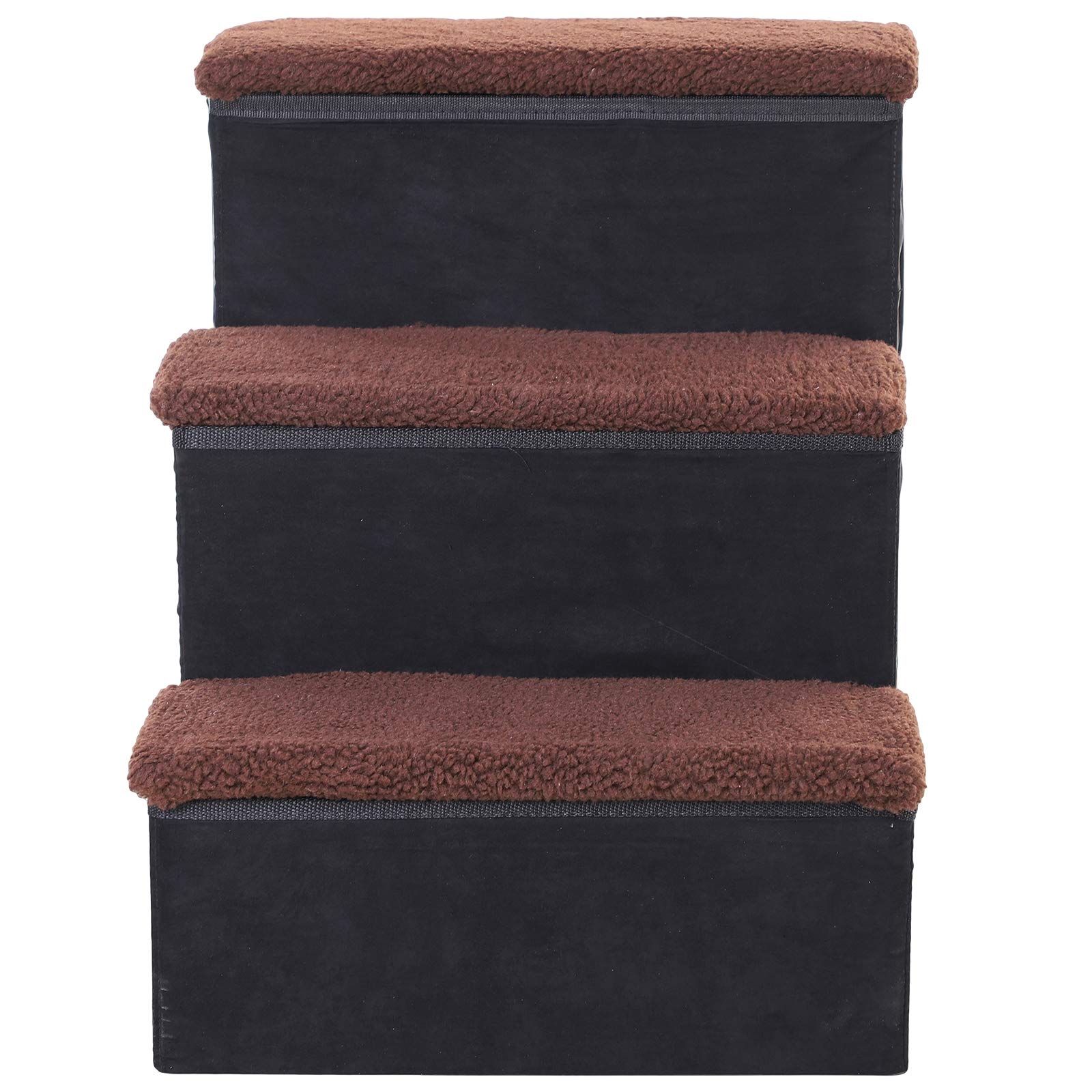 PawHut Scale Pieghevole a 3 Gradini per Animali Domestici con Rivestimento Rimovibile e Lavabile