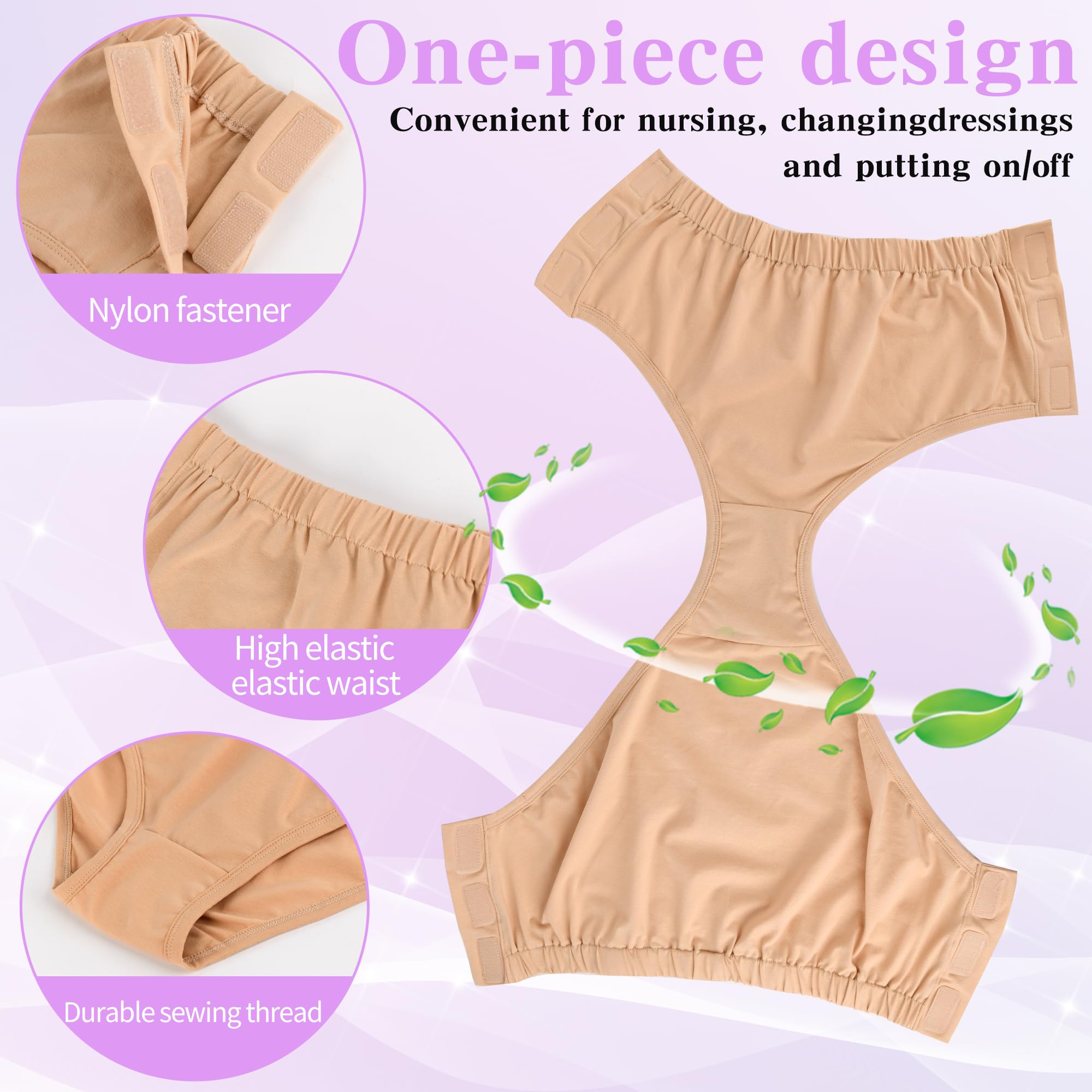 Womens Easy Adaptive Underwear Briefs, Magic Stick Closure, for Patients, Elders, Pack of 2.