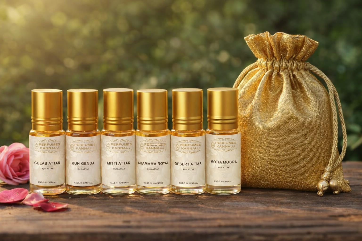 Kannauj Attars – 6 Famous Premium Natural Attar Trial Pack | 3ml Each | Alcohol-Free, Long-Lasting Concentrated Oils | Rose, Jasmine, Marigold, Sandalwood & Earthy Notes | Unisex
