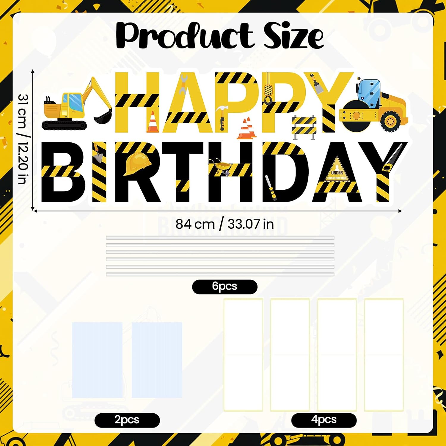 Construction Birthday Decorations Yard Sign with Stakes Construction Birthday Party Supplies Vehicle Truck Happy Birthday Yard Sign Lawn Decor for Boys Bday Outdoor Garden Home Party Supplies