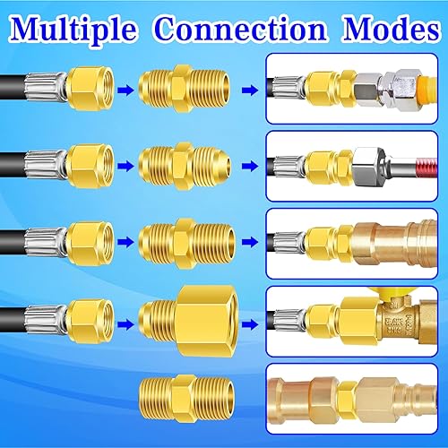 Miniatura 5 de Extensión de manguera de propano trenzada de alta presión de 18 pies con acoplamiento de conversión de 38 pulgadas a NPT hembra de 12 pulgada, NPT
