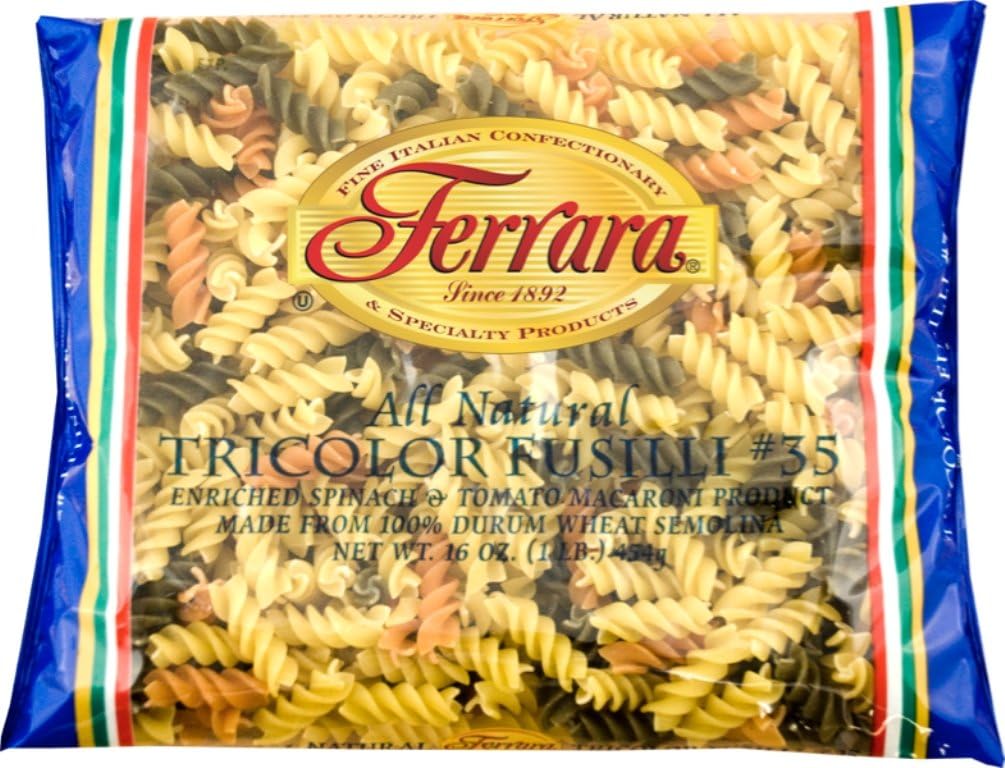 Ferrara Pasta, Tricolor Fusilli, 1-Pound (Pack of 20)