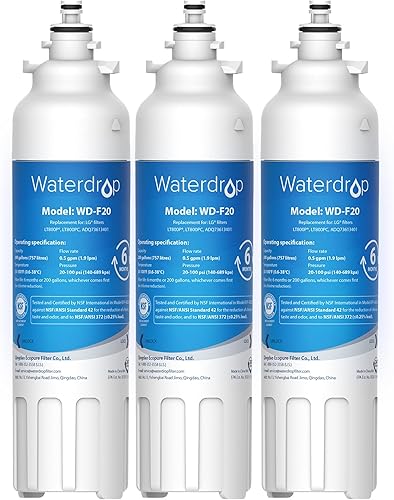 Waterdrop Filtro de agua para refrigerador ADQ73613401, repuesto para LG LT800P, ADQ73613408, ADQ75795104, ADQ73613402, Kenmore 9490, 46-9490,