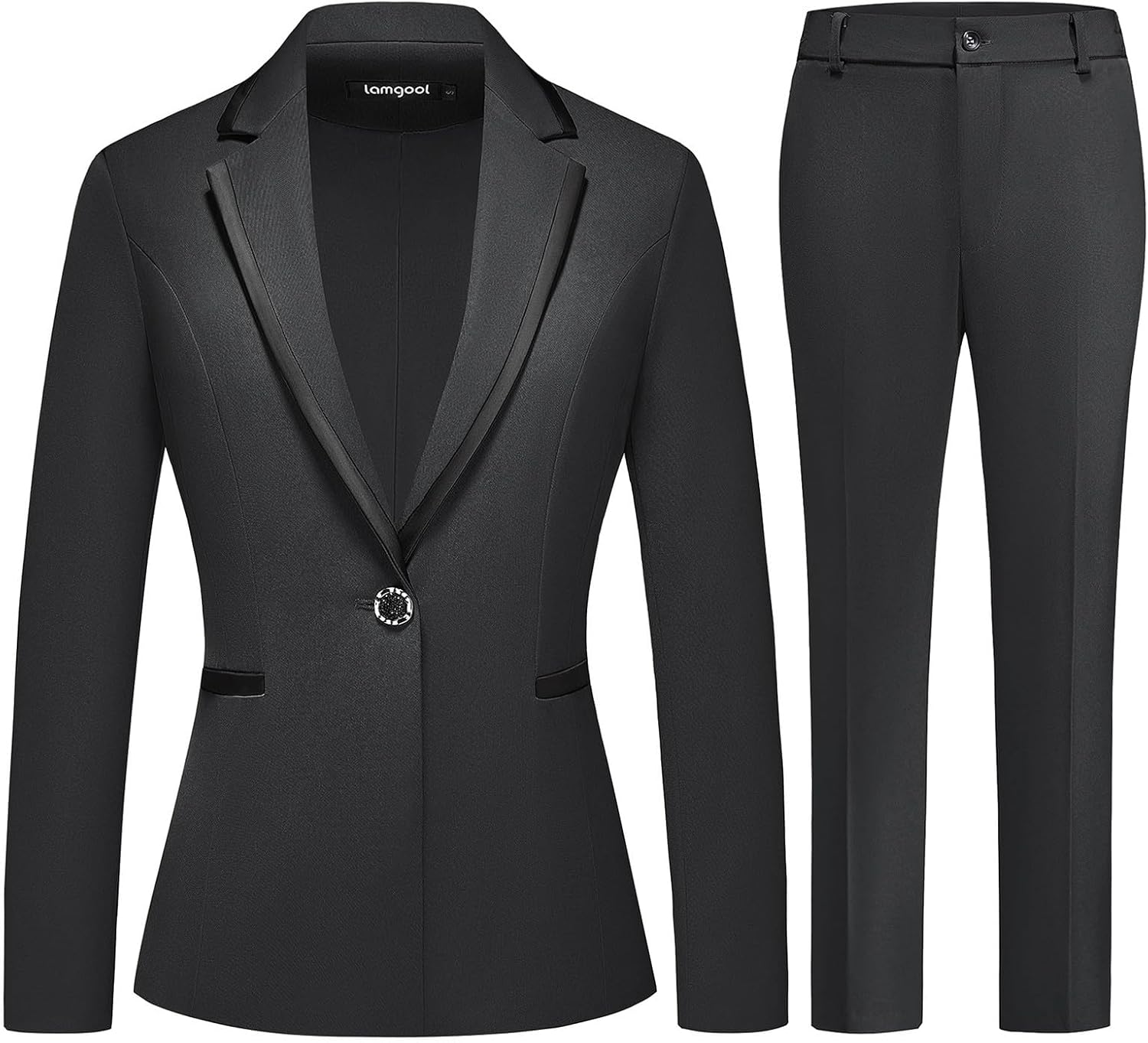 Lamgool Women's Pantsuit Set 2 Piece Dressy Suit Business Casual Blazer Jacket with Pants