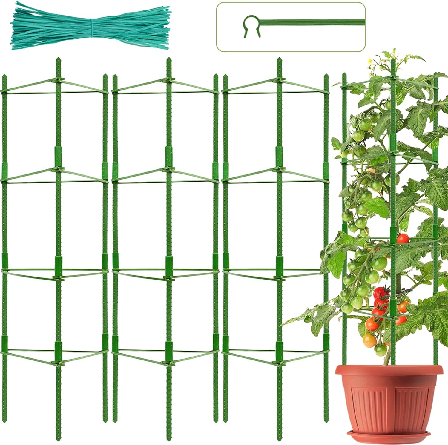 Halatool 4 Packs Tomato Cages, Up to 62IN(5.2FT) Tomato