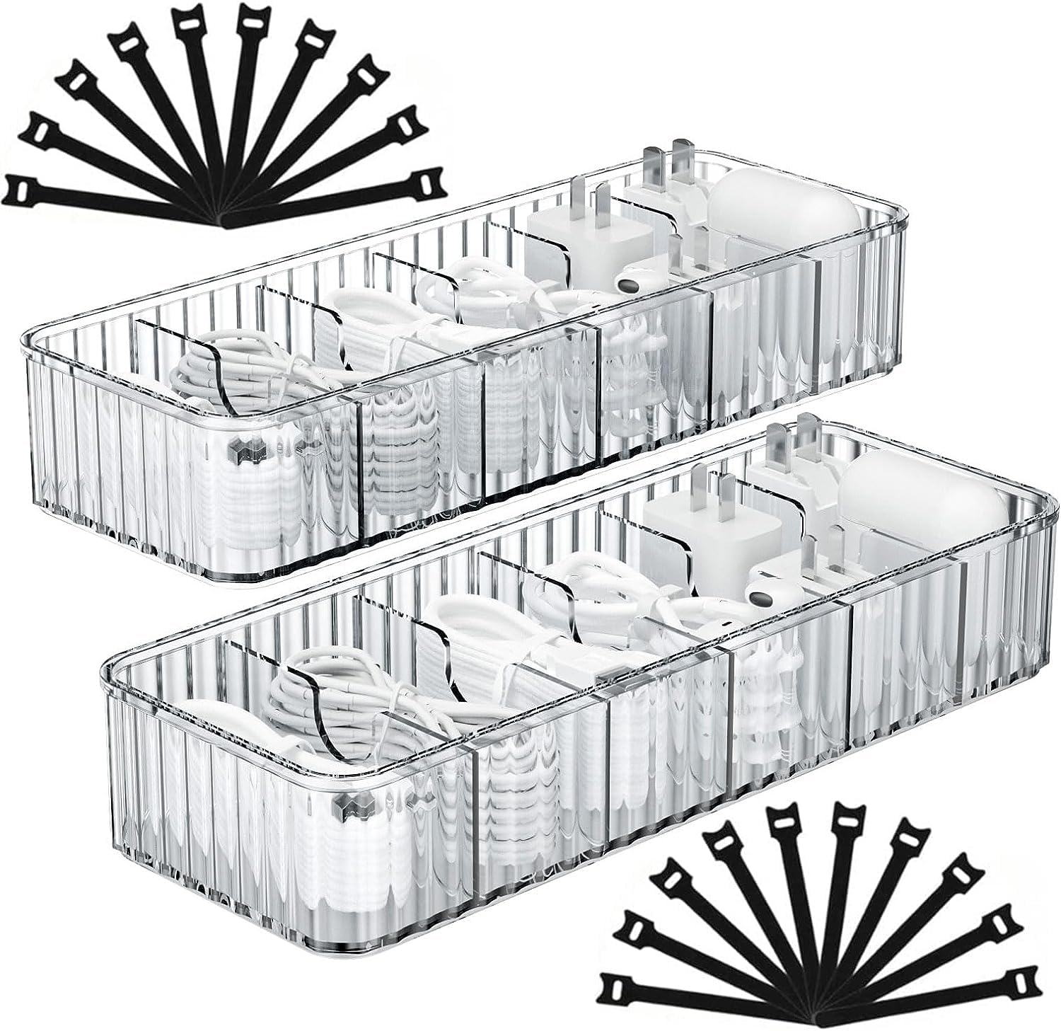 MVM Enterprise Cable Storage Organizer Boxes, 1 Pack, Clear, with 20 Cable Ties, Stackable, for Office Desk, Home, Kitchen, Bathroom (B0D83WJB7C) Amazon Price History, Amazon Price Tracker