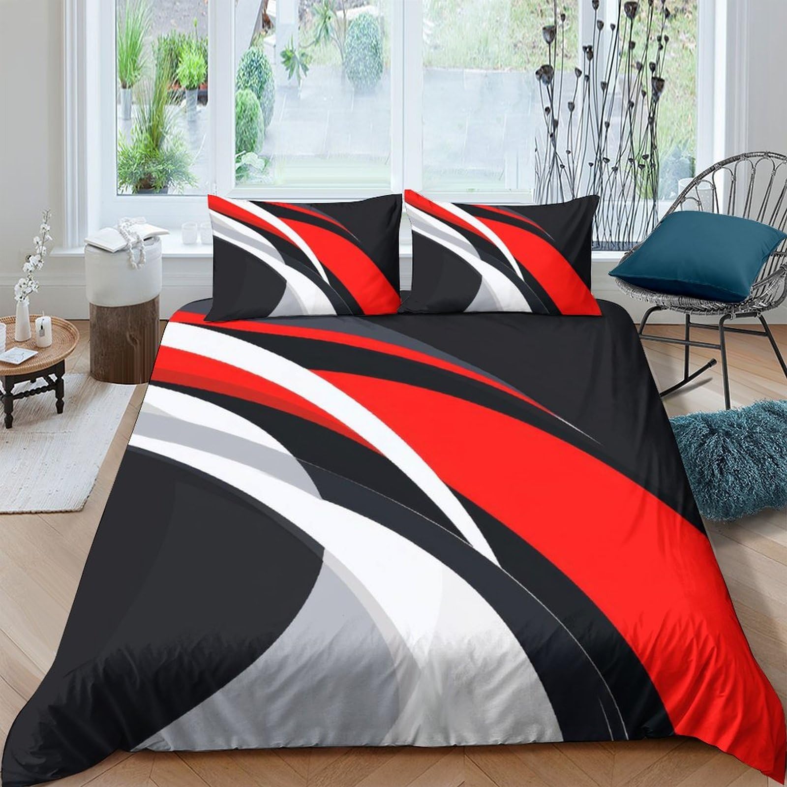 Housse de Couette Géométrique 3D Douceur Toutes Saisons pour une Chambre Parentale Cosy