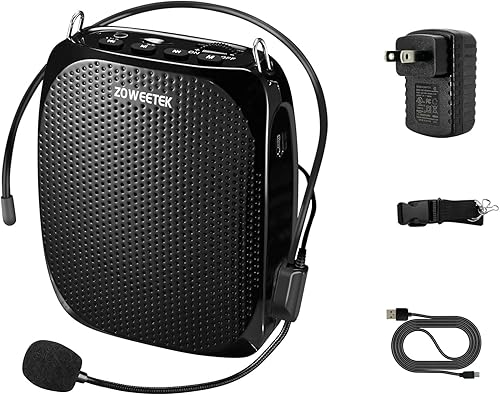 ZOWEETEK Mini amplificador de voz recargable portátil con micrófono con cable y cintura soporta audio en formato MP3 para profesores cantos