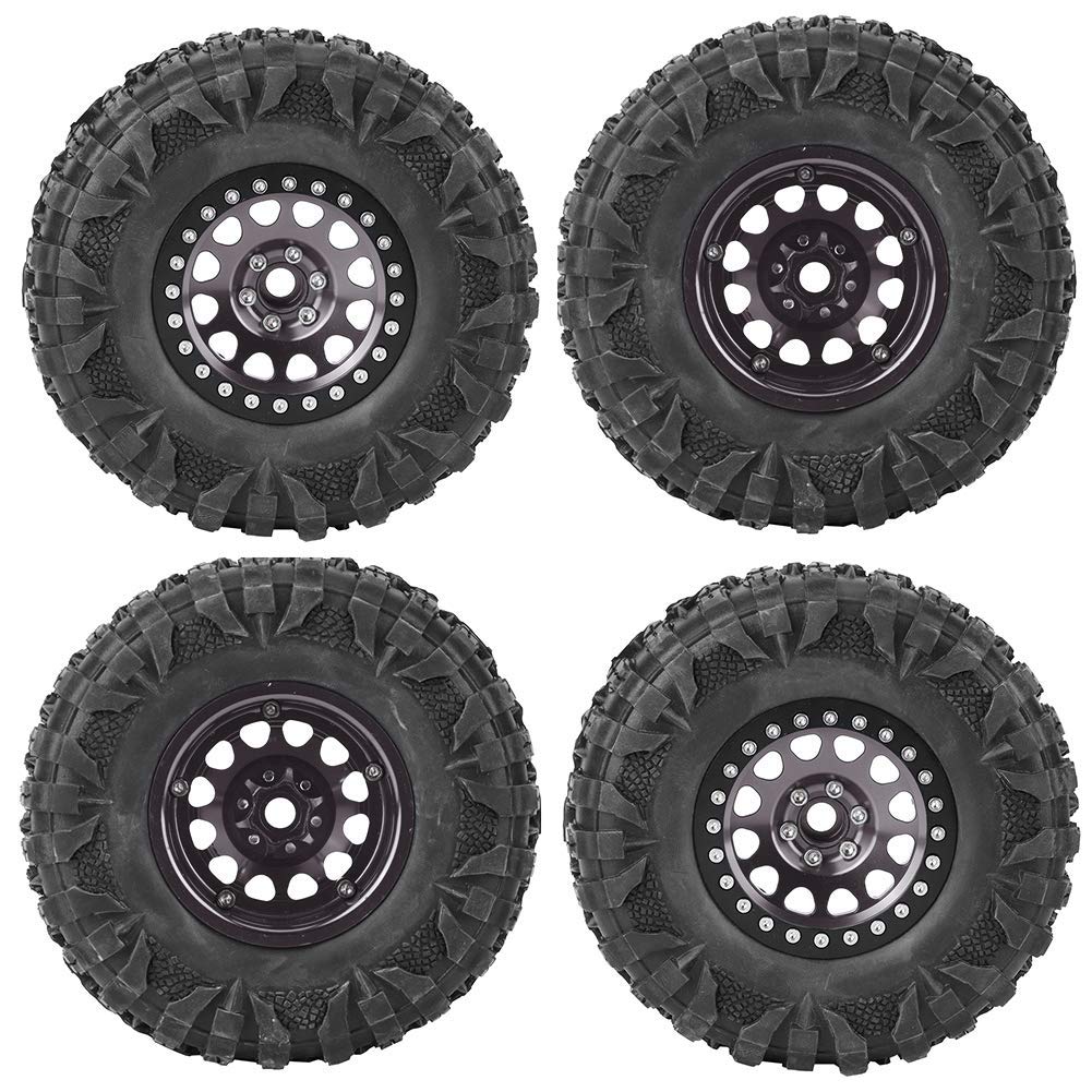 EVGATSAUTO 2.2 Beadlock, 2.2 Beadlock und -Reifen, 4-teiliges RC-Crawler-Gummireifen-Metallradnaben-Zubehör, Passend für 1/10 RC-Car 2,2 Zoll (Ti-Farbe)