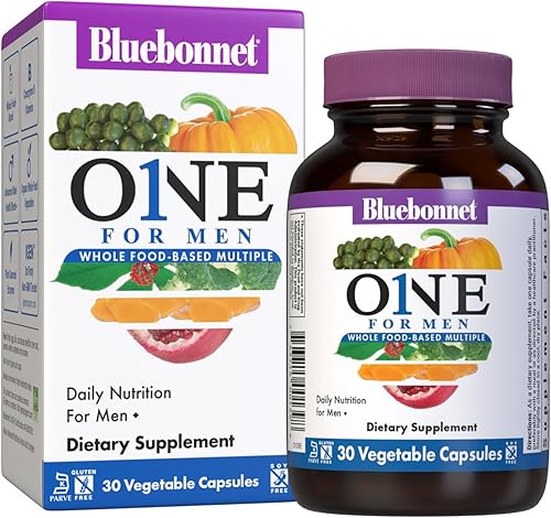 Bluebonnet Nutrition One for Men Whole Food-Based Multiple, nutrición diaria*, sin OMG, apto para vegetarianos, kosher, sin gluten, sin soja, sin