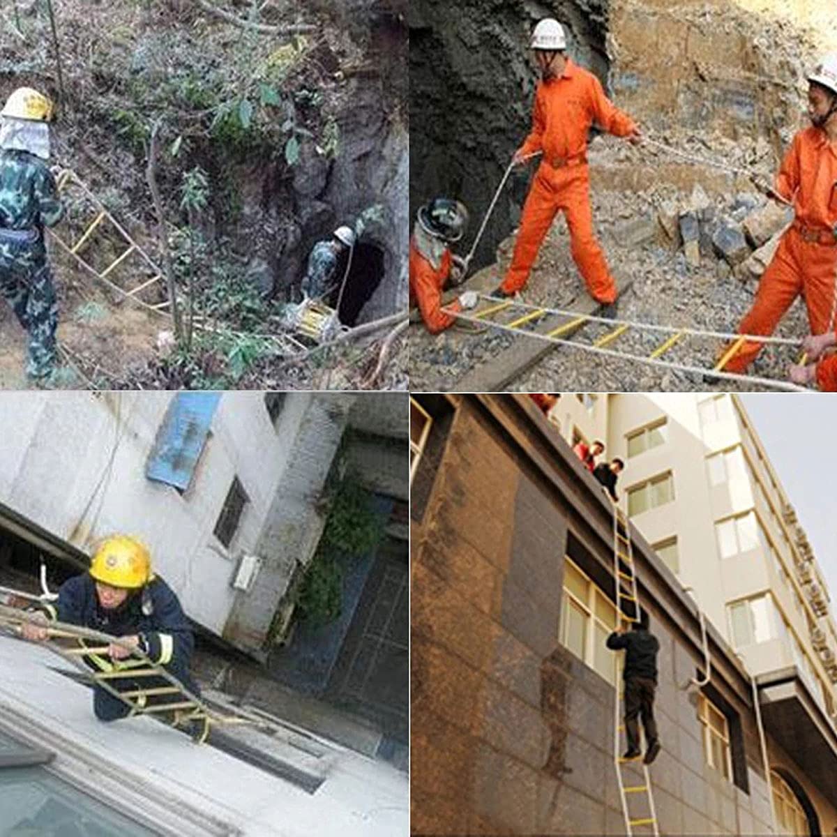 Escalera de Emergencia Escalera de cuerda Escalera de emergencia contra incendios para niños y adultos Capacidad de peso de hasta 420 kg con ganchos para ventanas y balcones Rápido de implementar par