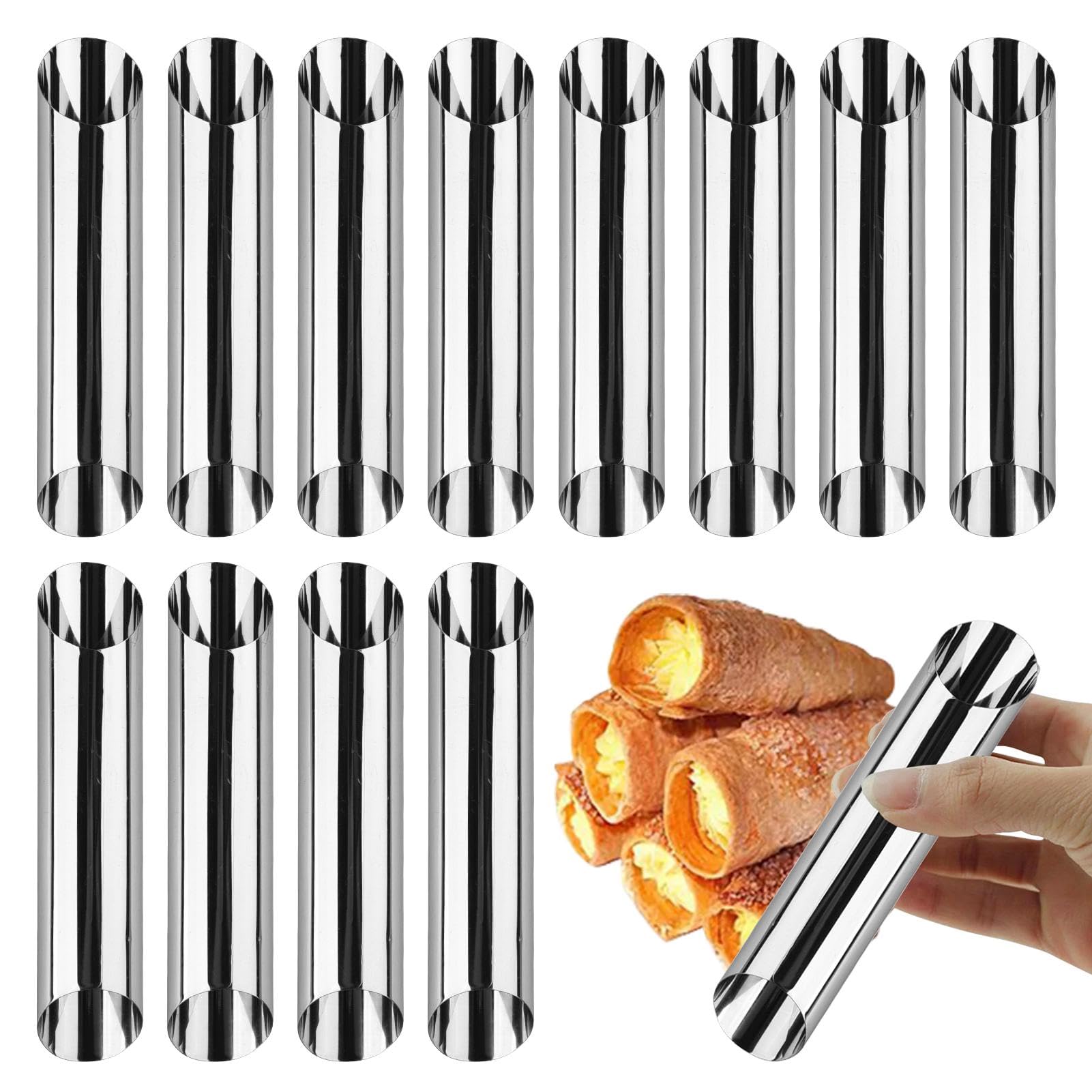 12 Pcs Cannoli Tubes, Non Stick Cannoli Moulds 5inch