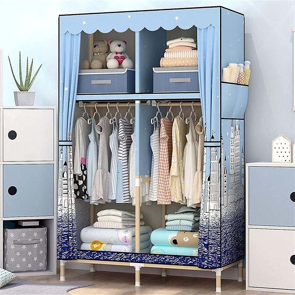 Double Door Wardrobe Bedroom Wardrobe Dividers Portable Storage Wardrobe Clothes Rack (Color : H) (H)