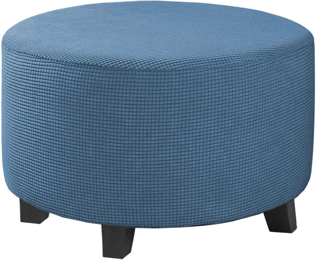 H.VERSAILTEX Ottoman Cover Stretch Ottoman Slipcover Round