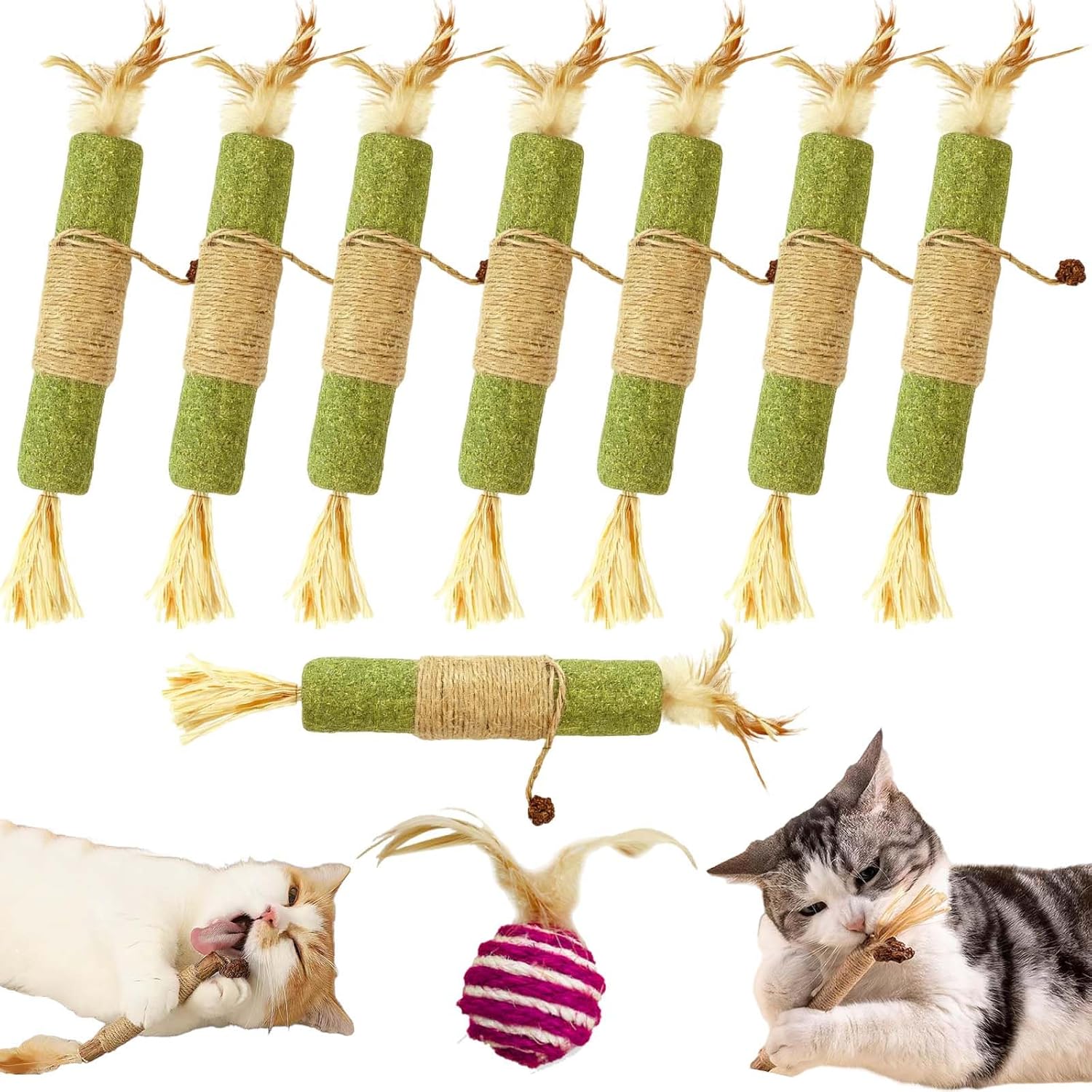 Silvervine Sticks for Cats, Natural Silvervine Dental Sticks, Natural Silvervines Stick Cat Chew Toy for Bored Indoor Kitty, Promote Dental Health, Engage & Entertain (8PCS,4CM-B)