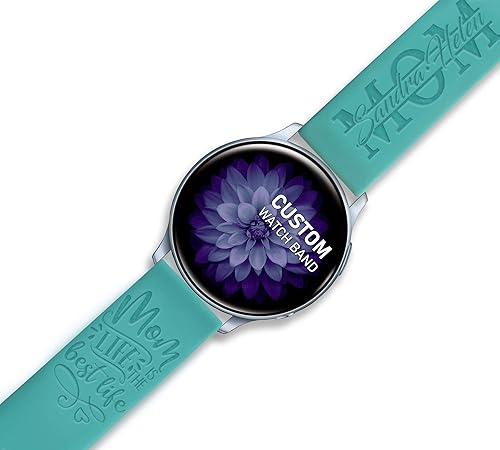Custom Mom Life Watch Band 20mm compatible with Samsung Watch Galaxy Active / Active2 / Gear S4 / S2 Silicone Strap Engraved Monogram Personalized