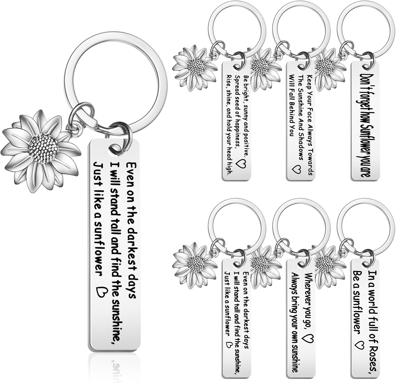 Inbagi12 Pcs Inspirational Sunflower Keychain Sunflower Gifts for Women Motivational Key Ring Novelty Sunshine Keychains for Teacher Mother Friends BBF Sister Positive Gift Party Favors