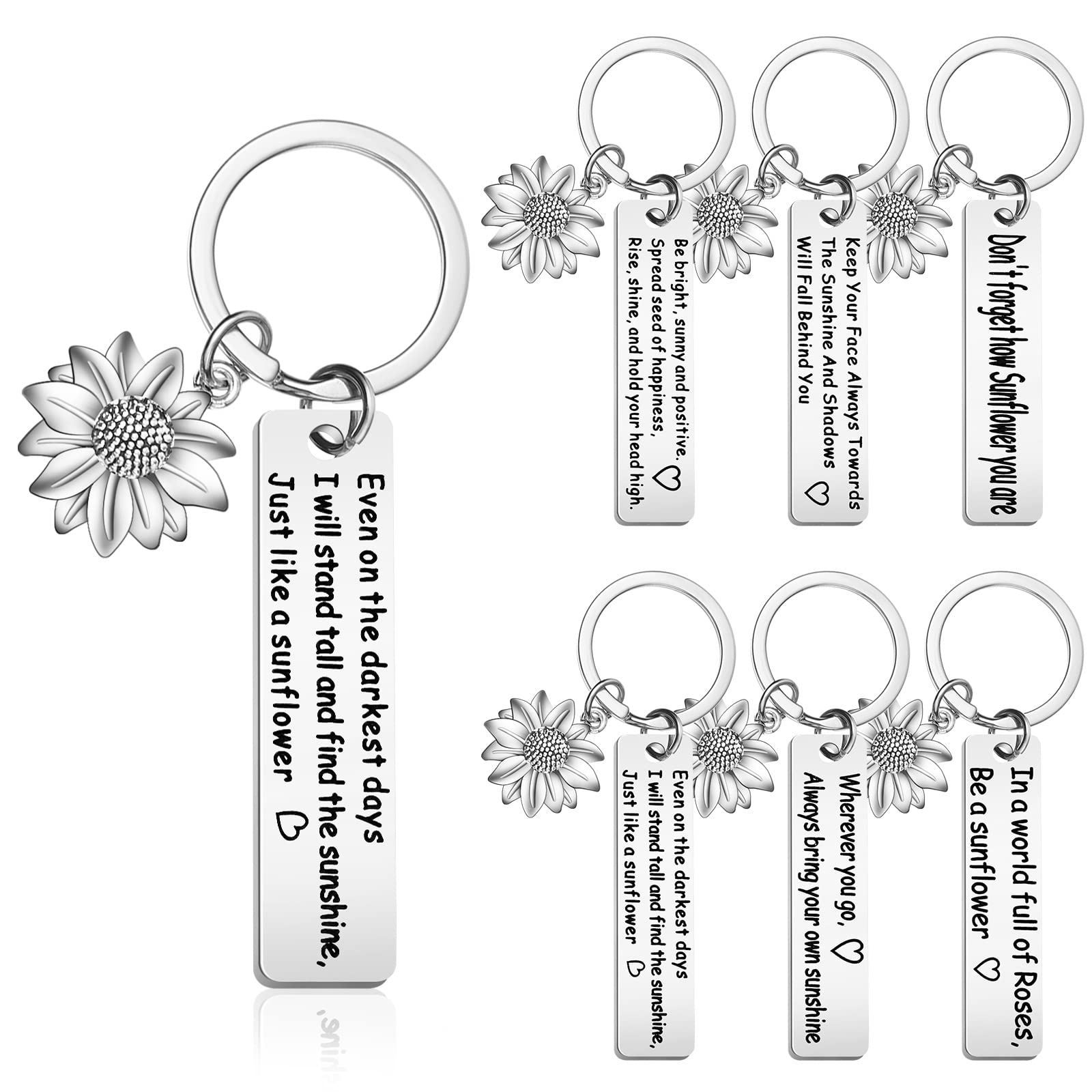 Inbagi12 Pcs Inspirational Sunflower Keychain Sunflower Gifts for Women Motivational Key Ring Novelty Sunshine Keychains for Teacher Mother Friends BBF Sister Positive Gift Party Favors