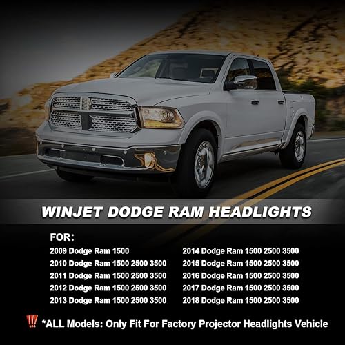 Miniatura 3 de Nixon Offroad Conjunto de faros delanteros para Dodge Ram 1500 2500 3500 2009-2018, proyector de haz alto y bajo con señales de giro ámbar LED,
