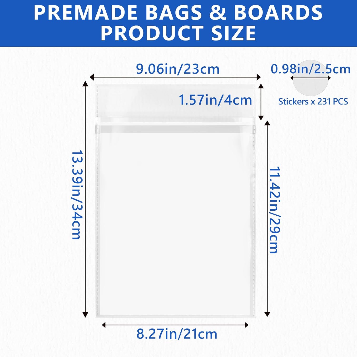 100 Set Magazine Bags and Boards – Premade Resealable Sleeves with Acid-Free Backing Boards | Archival Clear Storage & Protection for Comics, Magazines & Collectibles (Premade Resealable, 100)