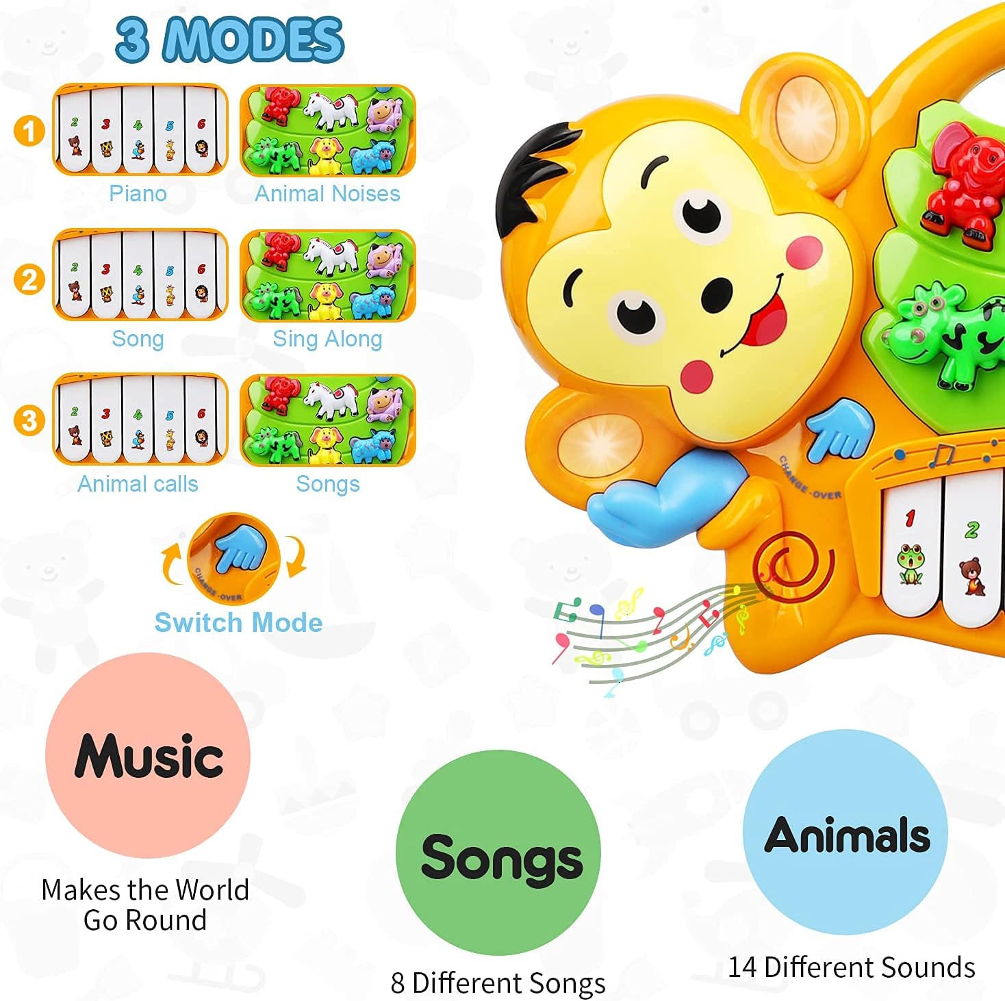 STEAM Life Baby Musical Toys - Light Up Baby Piano Baby Keyboard Toys - Toddler Piano with 8 Numbered Keys - Baby Toys for 0 3 6 12 18 Months Baby Boys & Girls (Baby Monkey Piano) : Toys & Games