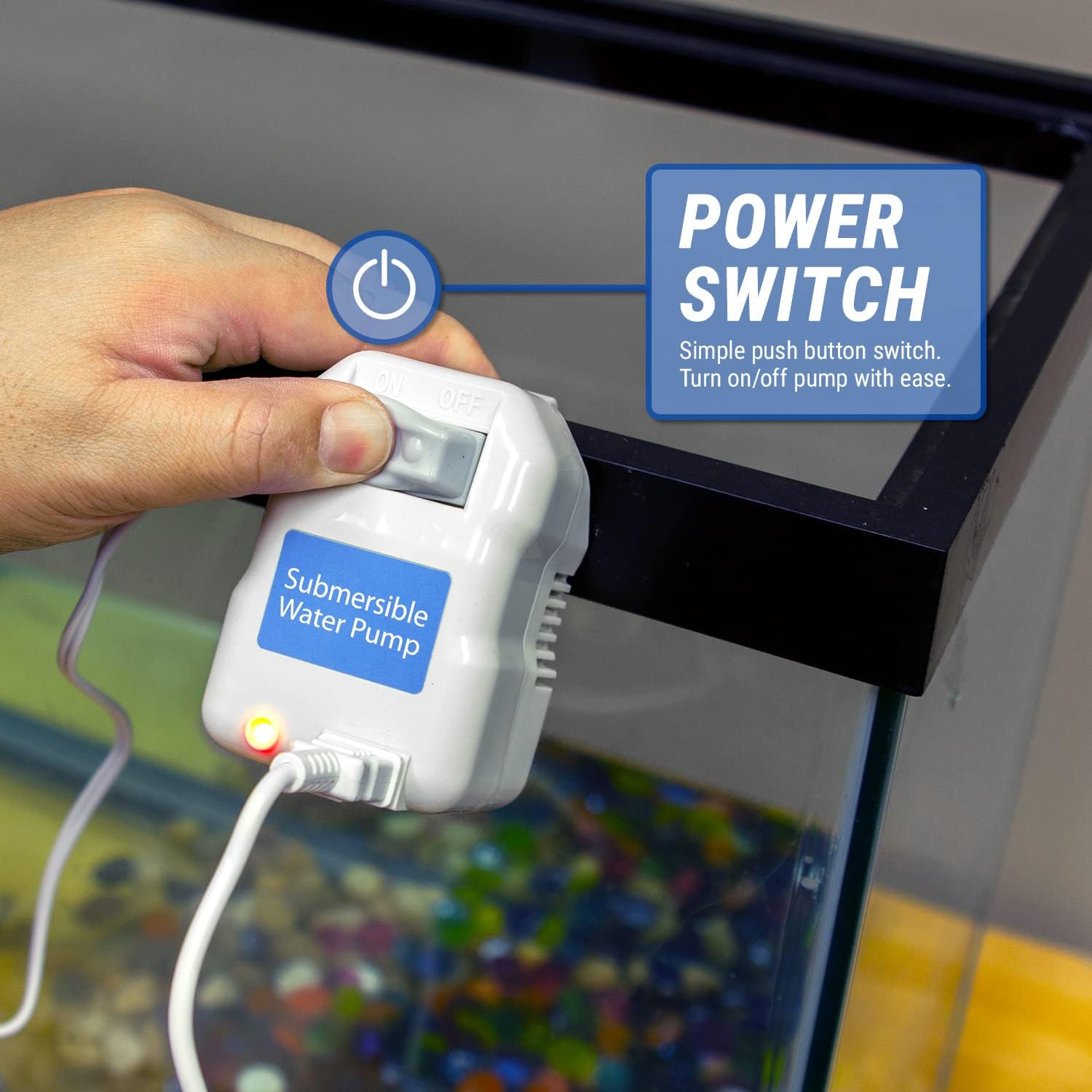 TERA PUMP - 12v Submersible Fish Tank Water Pump w/ 10ft Discharge Hose and Filtered Mesh Intake, 3GPM Aquarium Drain Pump Water Changes