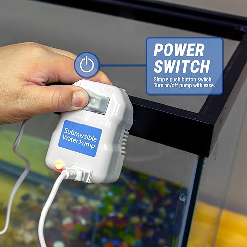 Vista 3 de TERA PUMP - Bomba de agua sumergible para tanque de peces de 12 V con manguera de descarga de 10 pies y entrada de malla filtrada, bomba de drenaje