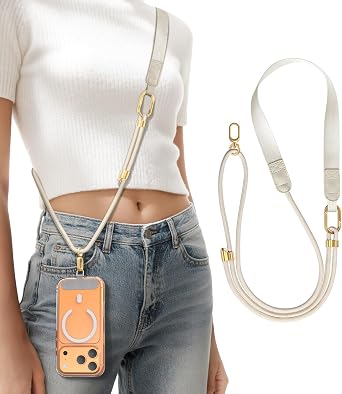 Phone Lanyard Crossbody with Phone Tabs, Adjustable Cellphone Lanyard with Skin-Friendly Neckband and Metal Carabiner