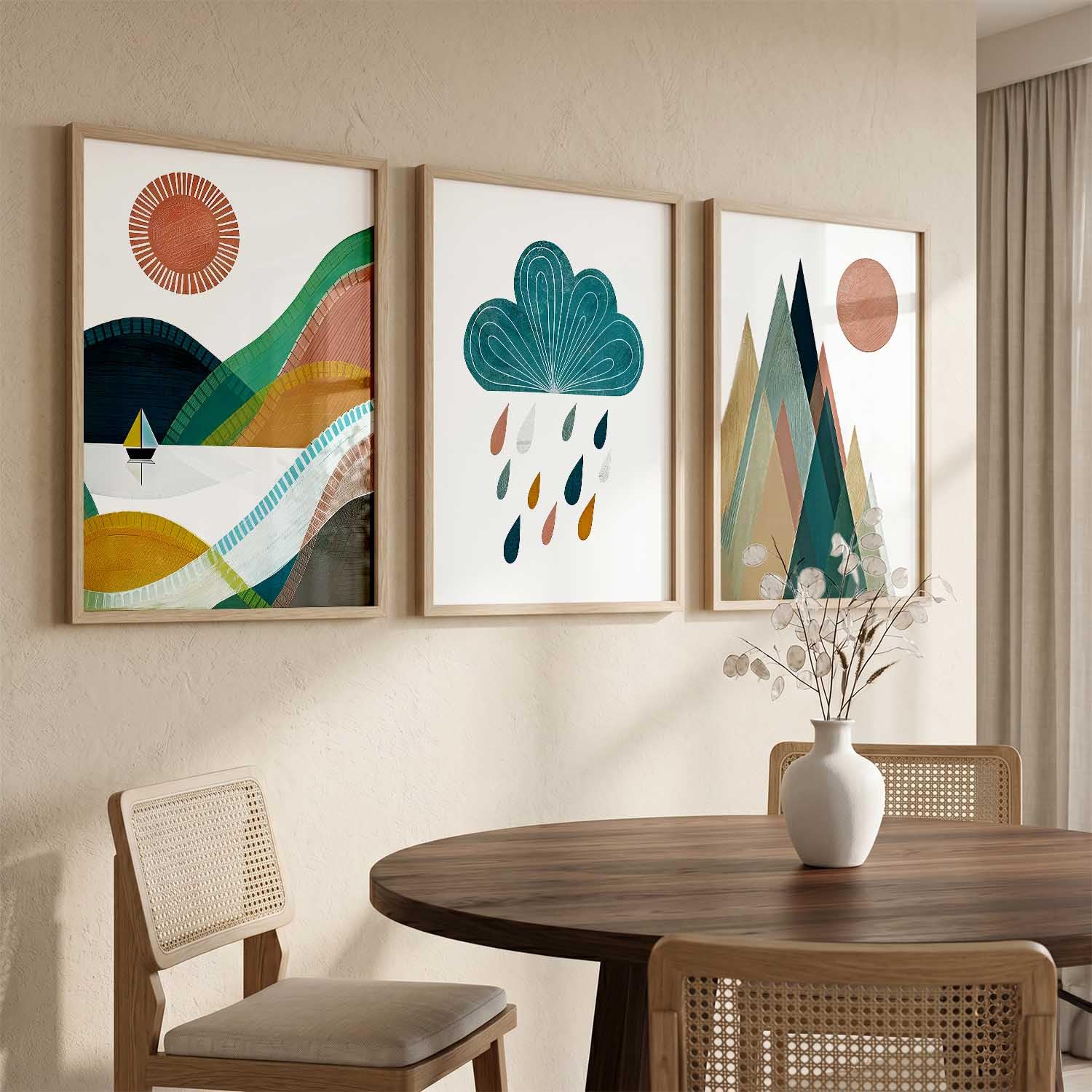 BOHO Wall Art Set - 3 Framed Prints -30 BOHO Wall Art Set - 3 Framed Prints -30