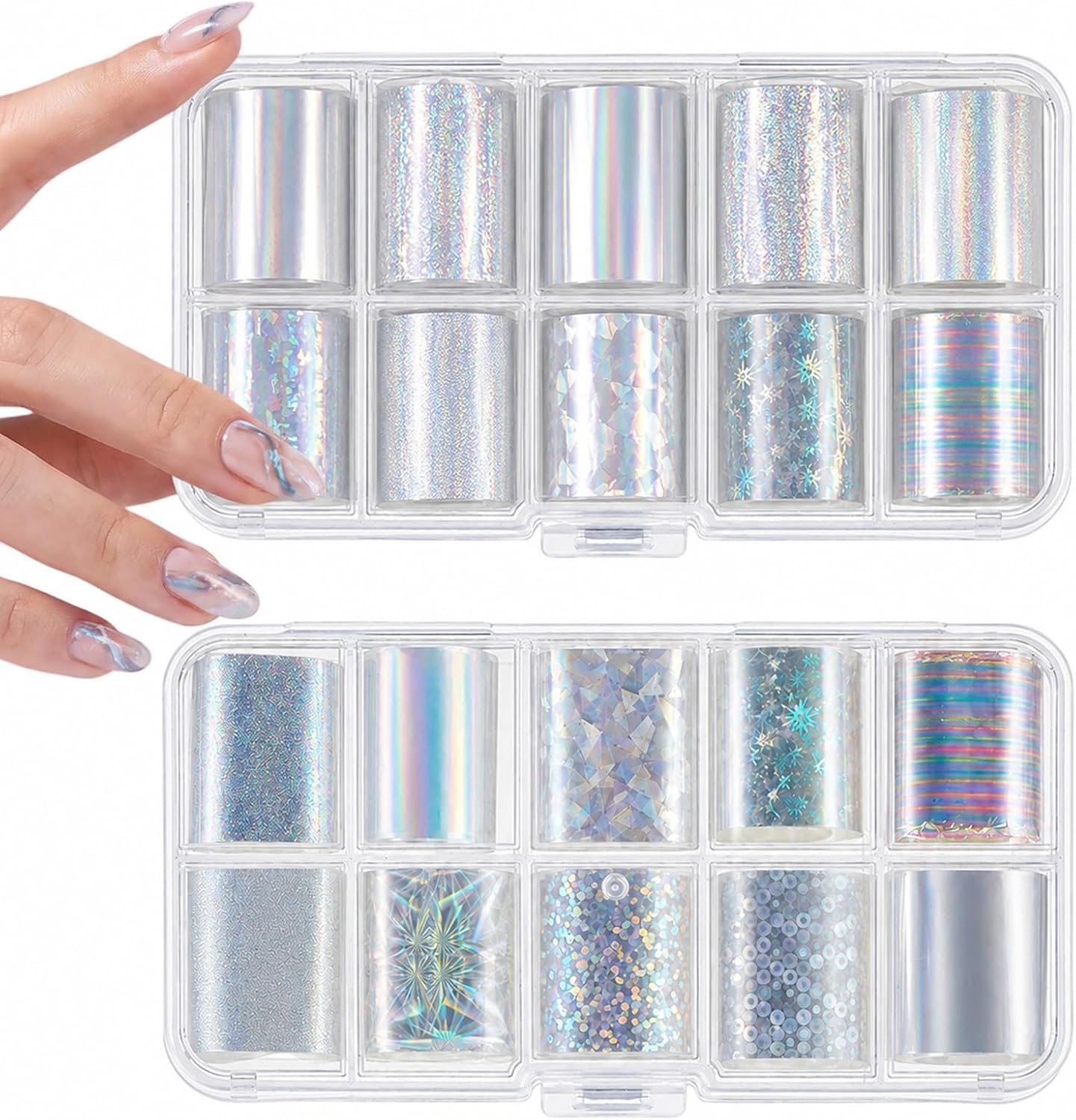 20 Rolls Nail Transfer Foil Sheets Aurora Foil Nail Art Iridescent