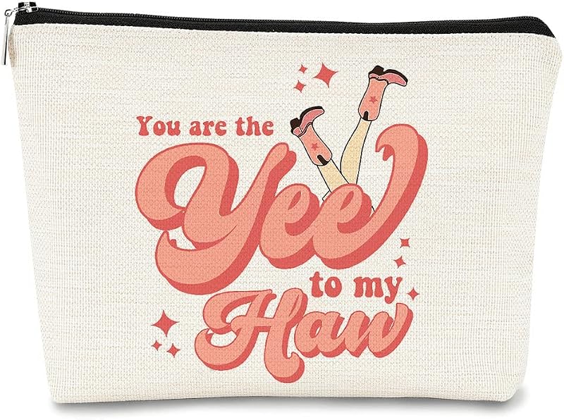 Necessaire de maquiagem BARPERY Cowgirls-6 com estampa de letras e zíper