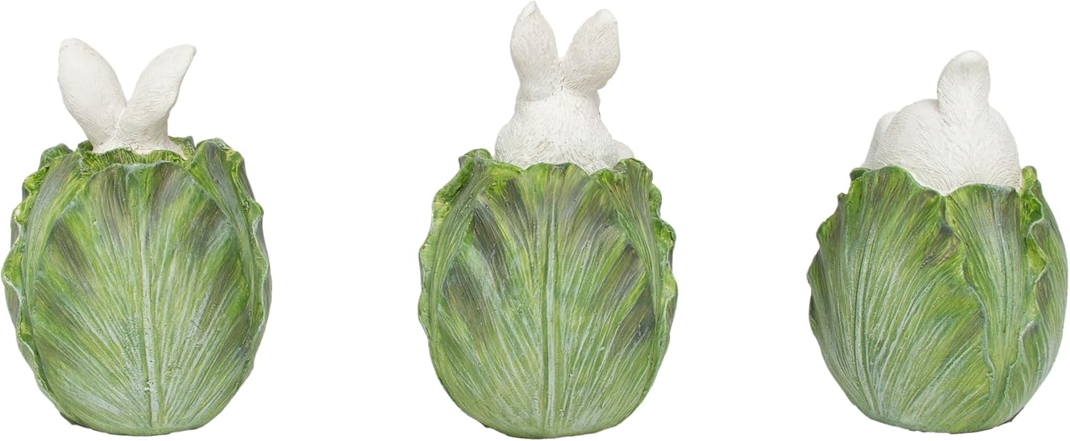 Boston International Easter Statue Tabletop Figurine Spring Holiday Decorations, (Set of 3) 2.5" x 4", Hiding Bunnies