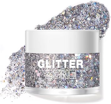 Holographic Body Glitter Gel - Cosmetic-Grade, Christmas Glitter Makeup for Face, Body, and Hair, Safe and Easy to Use, Perfect for Festivals Parties 05 Silver Fantasy