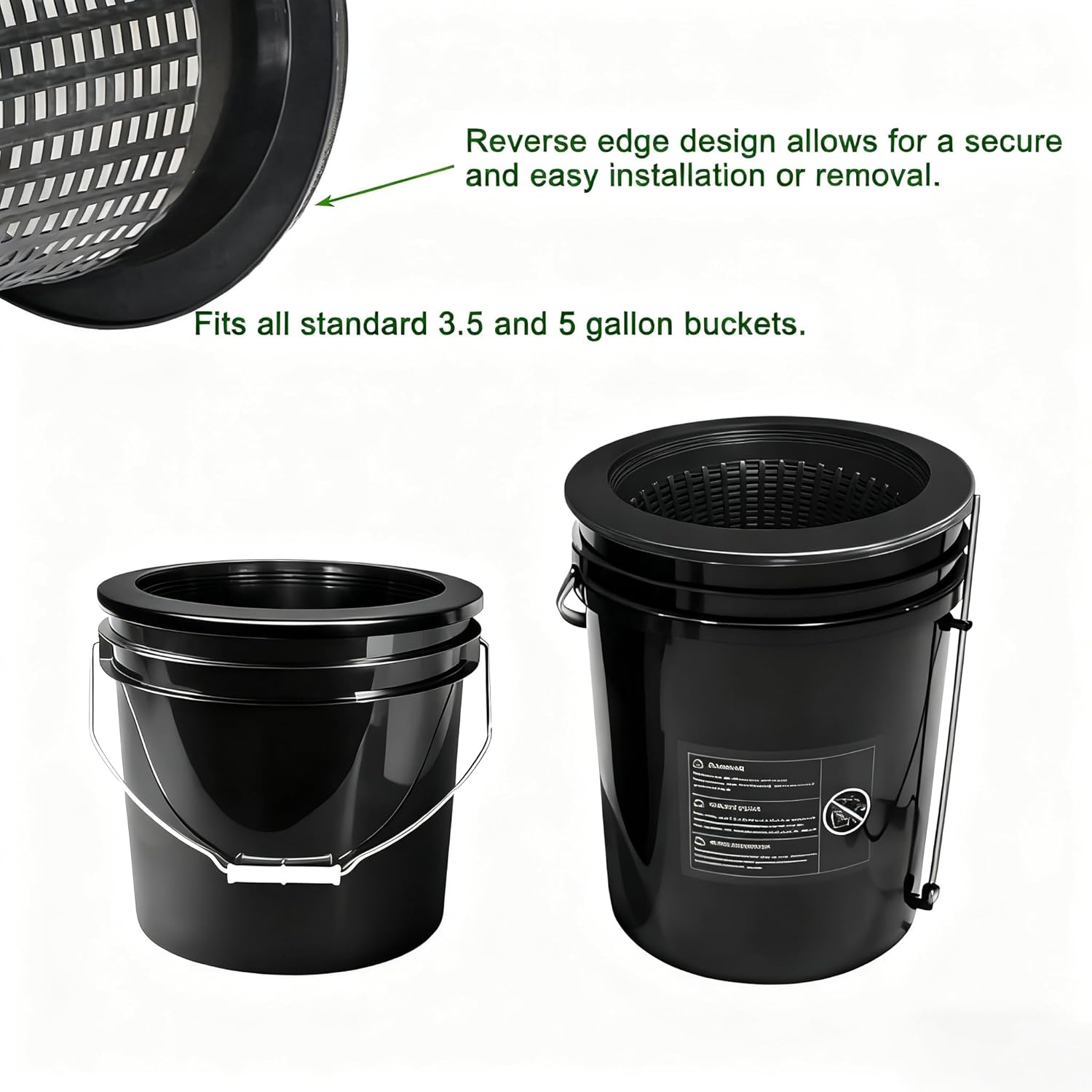 3 & 5 Gallon Bucket Lid Hydroponic Plant Pot, Small/Medium/Large Opening Mesh Net Cups for Indoor Outdoor Hydroponics Growing System - Medium Opening for Most Hydroponic Crops (2 Pack)