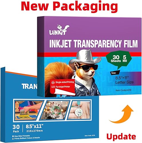 Miniatura 2 de Uinkit 30 hojas de película transparente pintable de acetato transparente para manualidades 8.5 x 11 OHP Película de proyector superior para