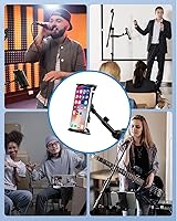 Vista 7 de Moukey Adjustable Tablet Holder Clip-on Phone Mount for Mic Microphone Stand Music Stand, Compatible with All 4.7 to 12.9 Inches iPad, iPhone