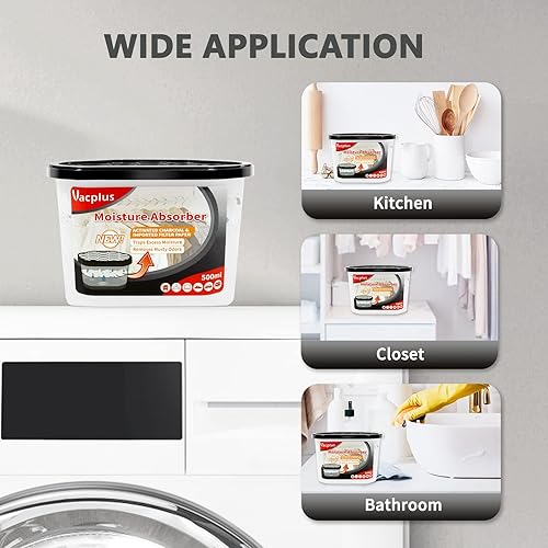 Miniatura 8 de Vacplus Absorbentes de humedad, deshumidificadores fragantes para armario, 10.5 onzas, cajas absorbentes de humedad que recogen humedad extra en