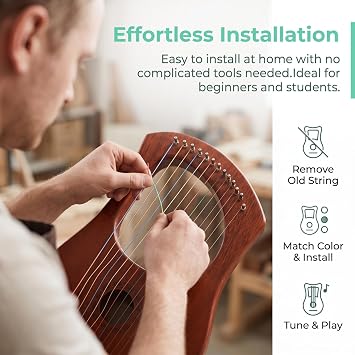 SUPVOX 19 String Lyre Harp Strings Nylon Replacement Set, Color Coded Lyre Strings for Small Instrument, Easy Install Harp String Replacement for Beginners and Music Enthusiasts